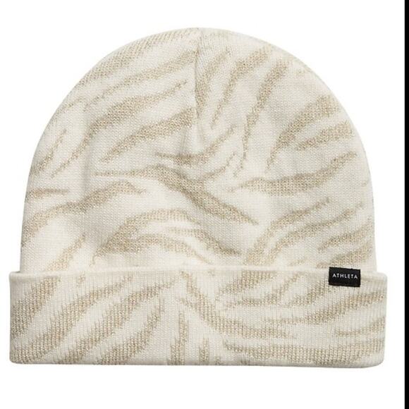 Athleta Accessories - NWOT ATHLETA Cream Animal Print Beanie -OS